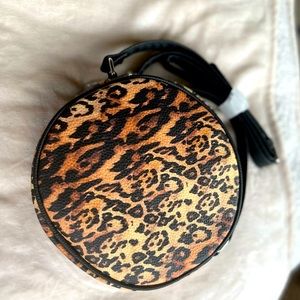 Leopard print round crossbody purse